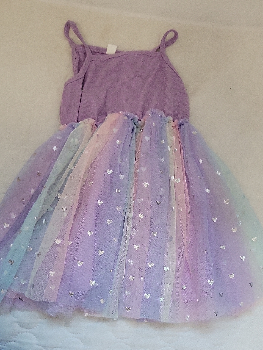 Girls Purple Pastel Heart Tulle Dress